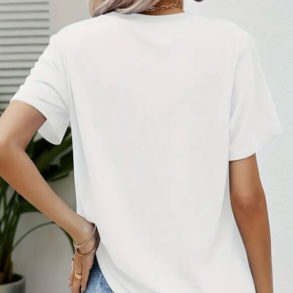 Cartoon Tomato Print Crew Neck T-shirt ‘Feeling good from my head to my … - Picture 2 of 3